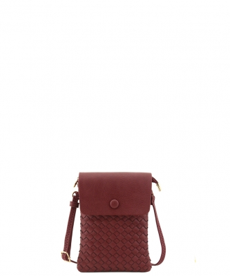 Woven Design Crossbody Bag WU113 BURGUNDY